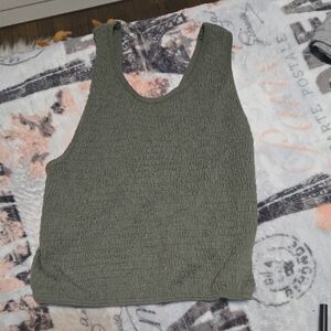 Olive Green Textured Tank Top